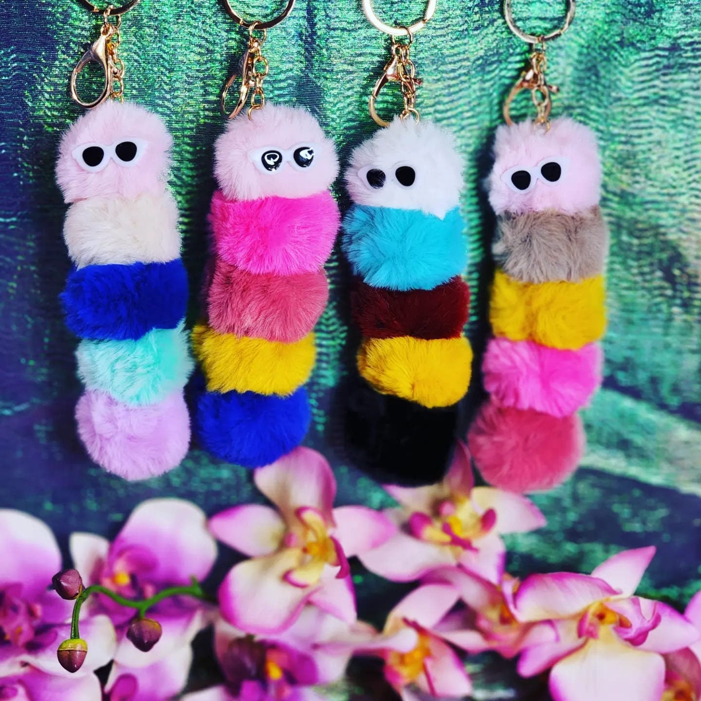 Fluffy Caterpillar Key chain!