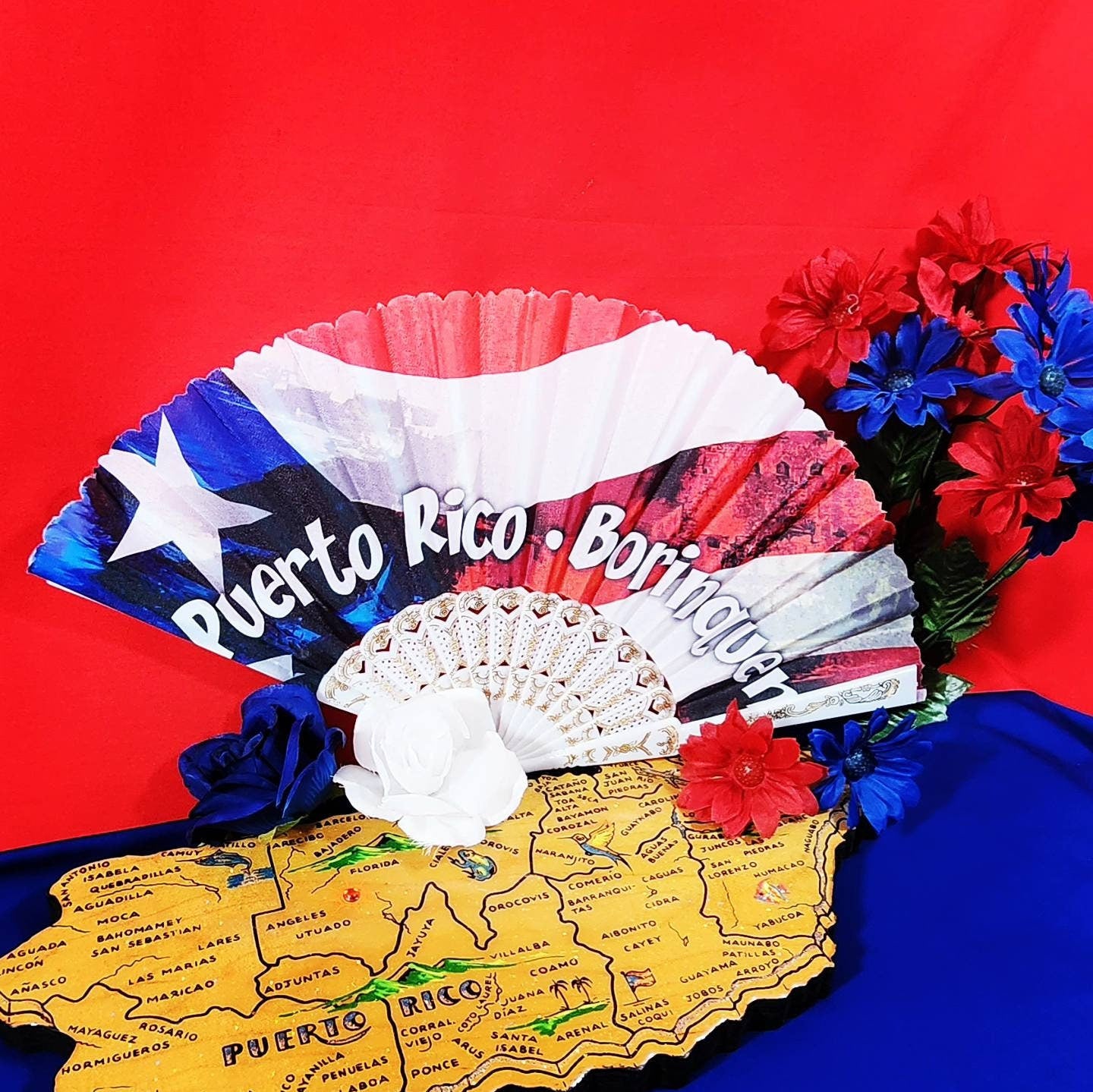 Puerto Rico Flag Hand fan (9 inches tall)