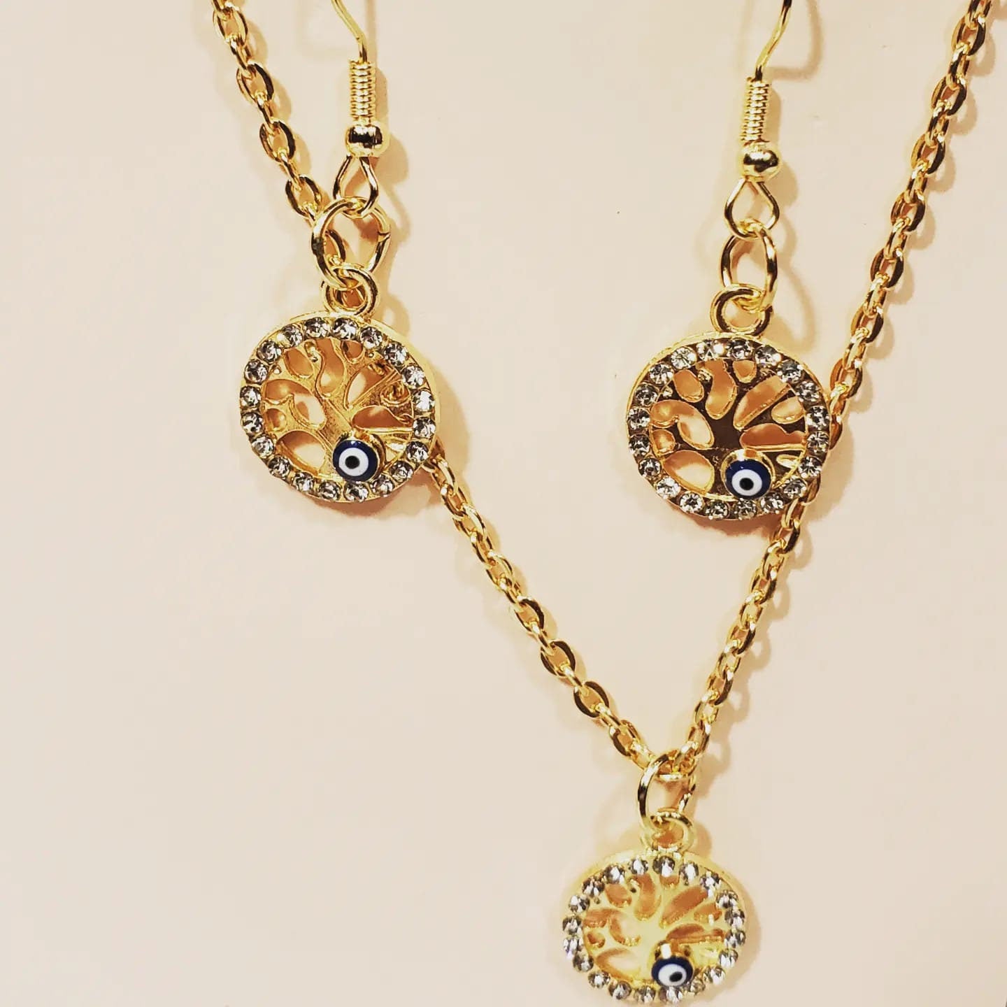 Evil Eye and Tree of Life Set of Earrings & Necklace