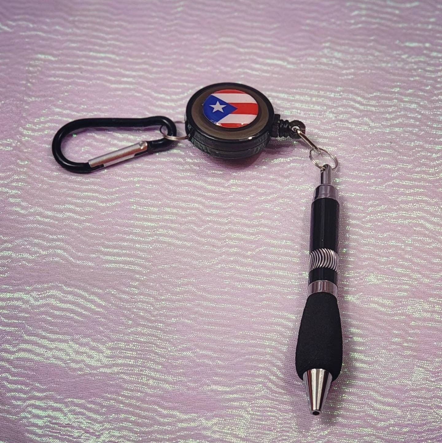 Puerto Rico Flag 4 inch Black pen keychain
