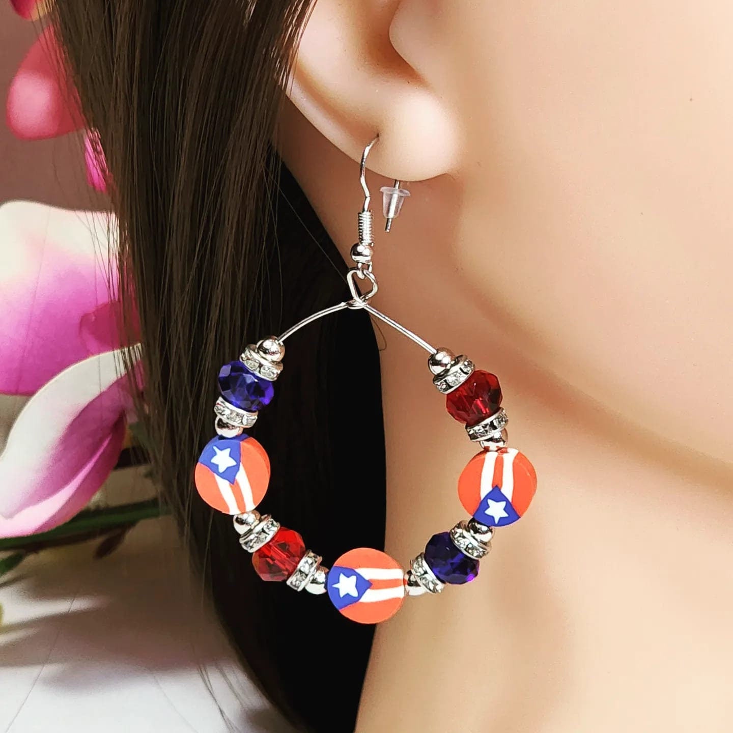 Puerto Rico Flag Jewelry Fashion Beaded Earrings