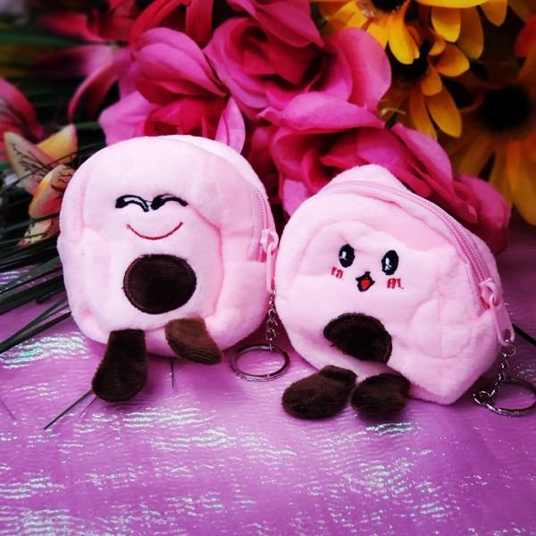 Set of 2 Cute Silly Coin Purse Keychain