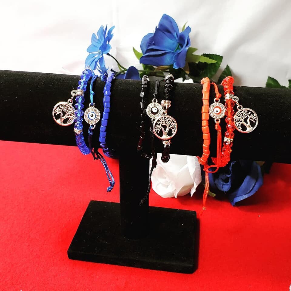 Set of 3 Evil Eye_Tree of Life_Hamsa_Stretchable_Adjustable Bracelets