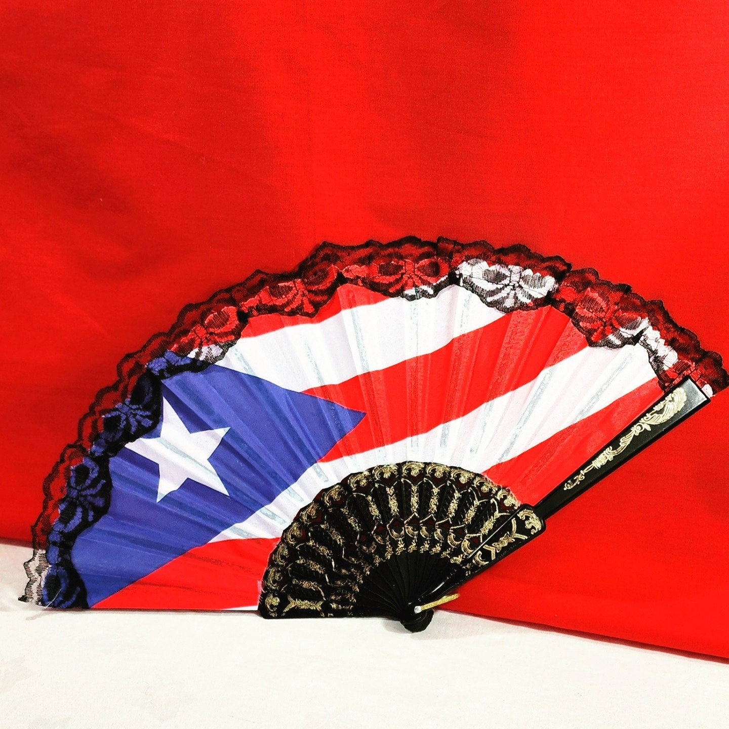 Puerto Rico Flag Hand fan (9 inches tall)