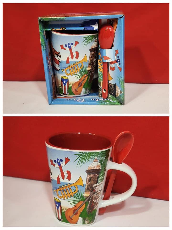 Puerto Rico Ceramic Coffee Cup/Mug with teaspoon