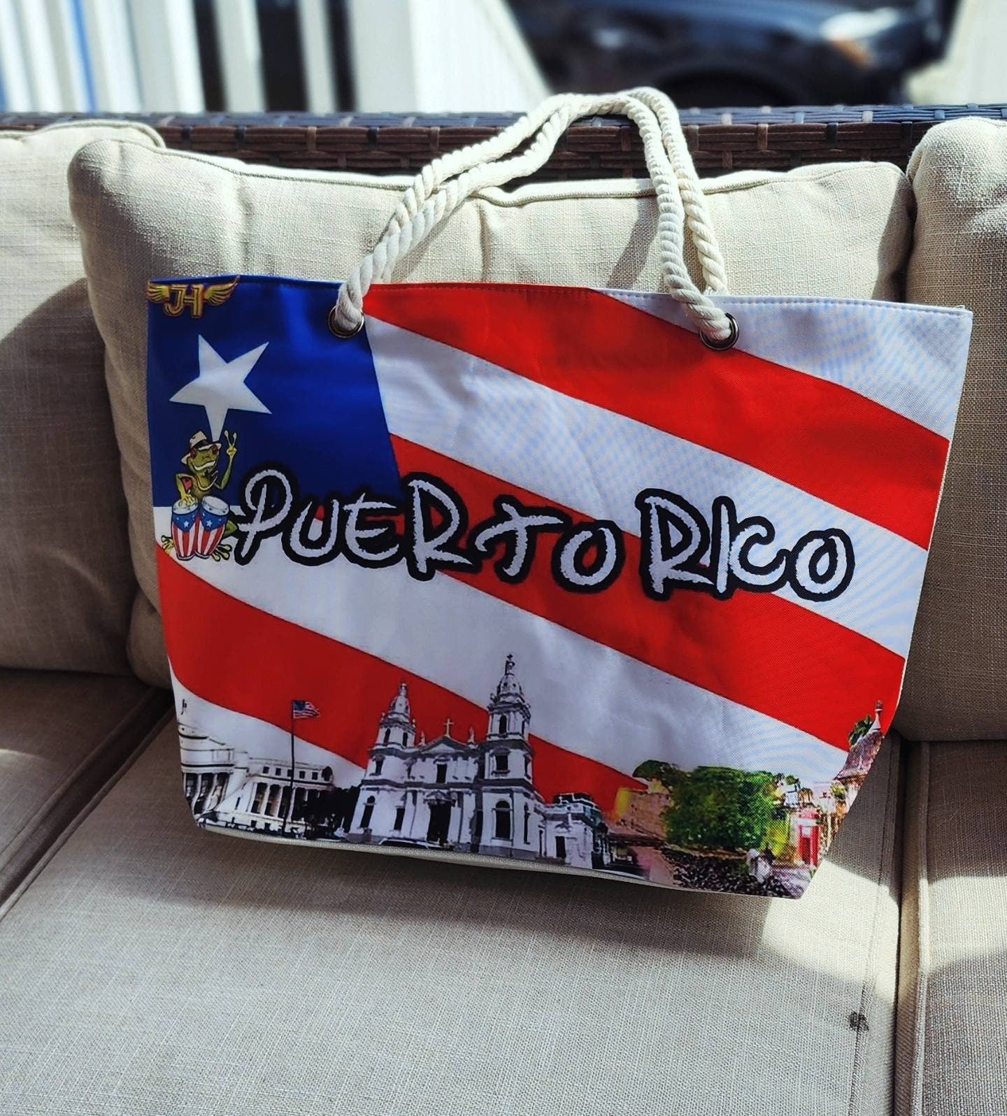 Puerto Rico Flag Summer beach Bags