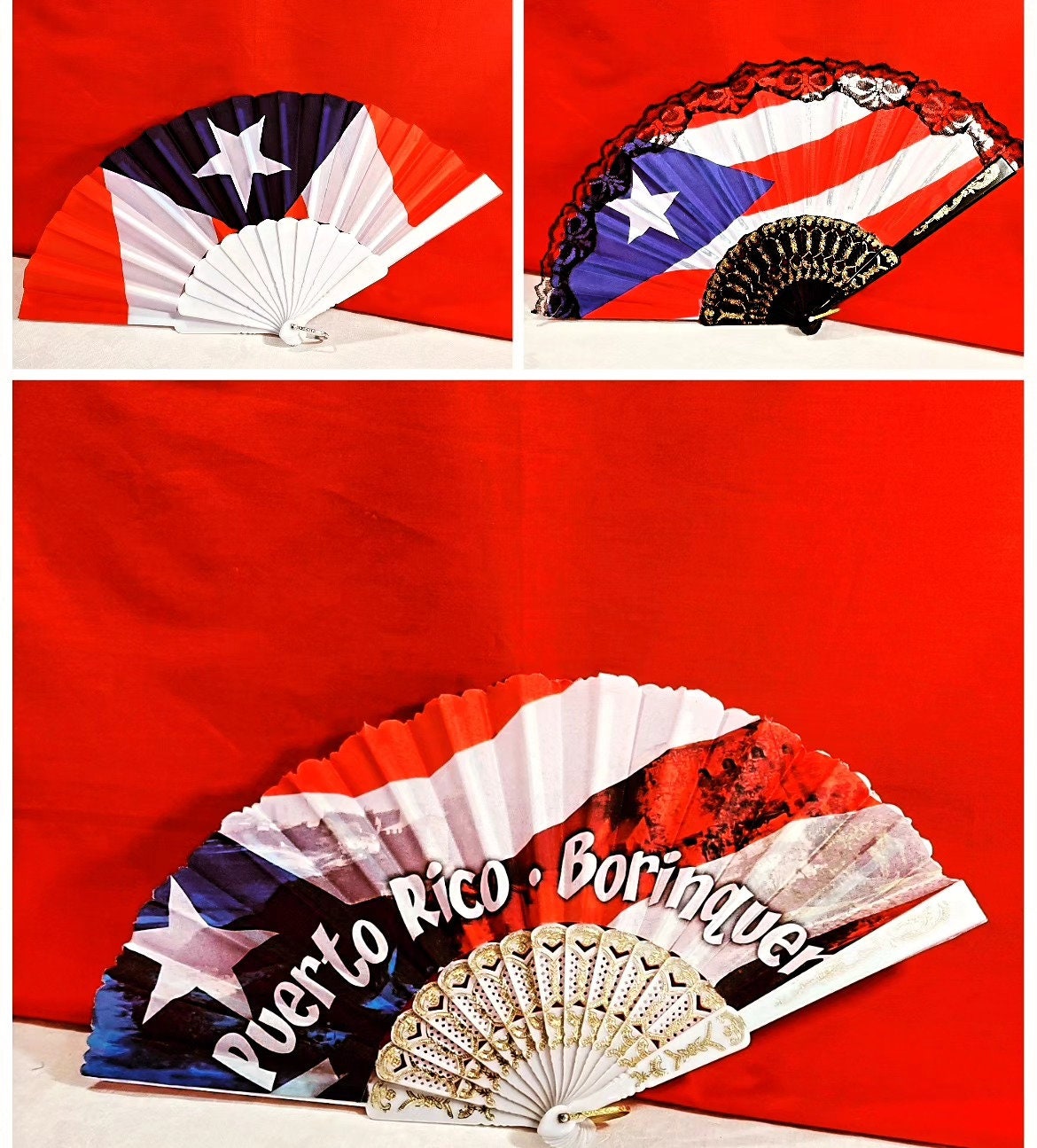 Puerto Rico Flag Hand fan (9 inches tall)