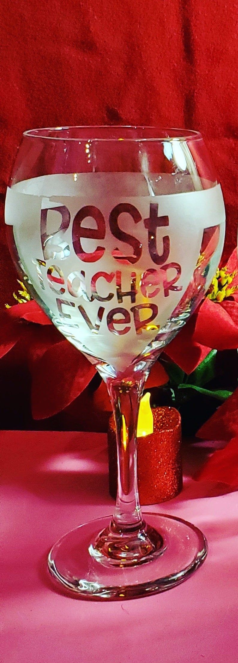 Etched wine glasses 16.25oz