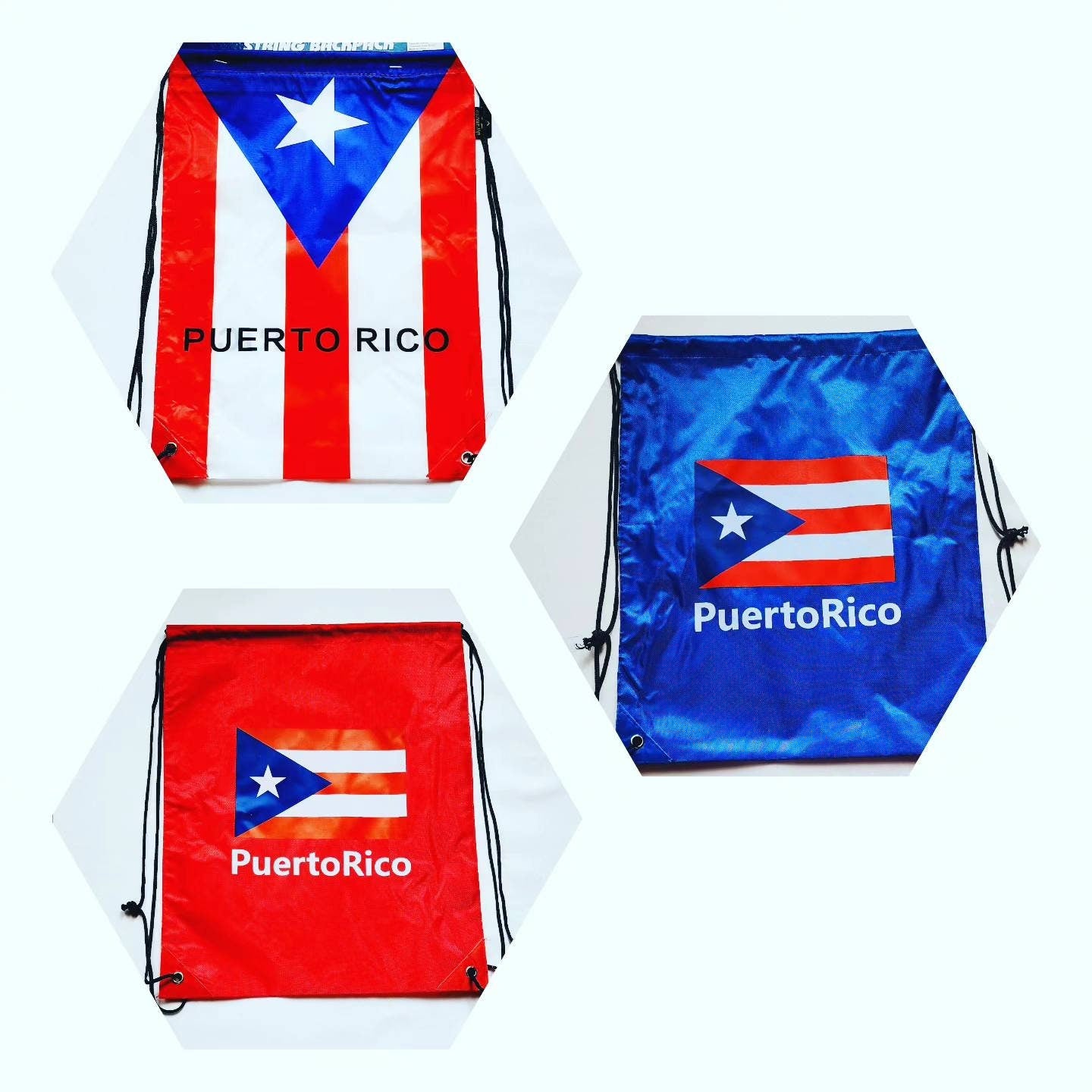 Puerto Rico Flag String Backpack 17x12inches
