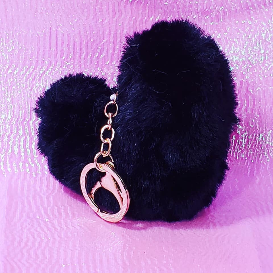 Fuzzy Heart Keychains