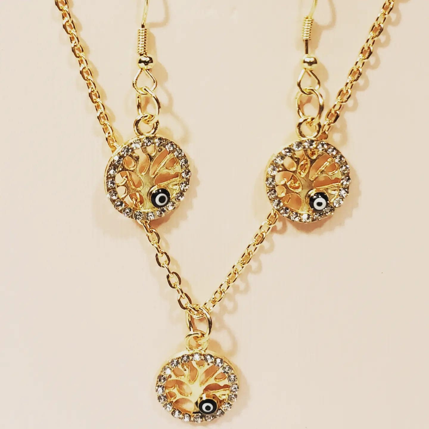 Evil Eye and Tree of Life Set of Earrings & Necklace