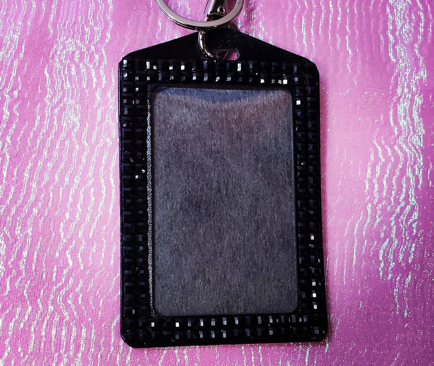 Key chain/Photo/ID Badge Holder with Rhinestones