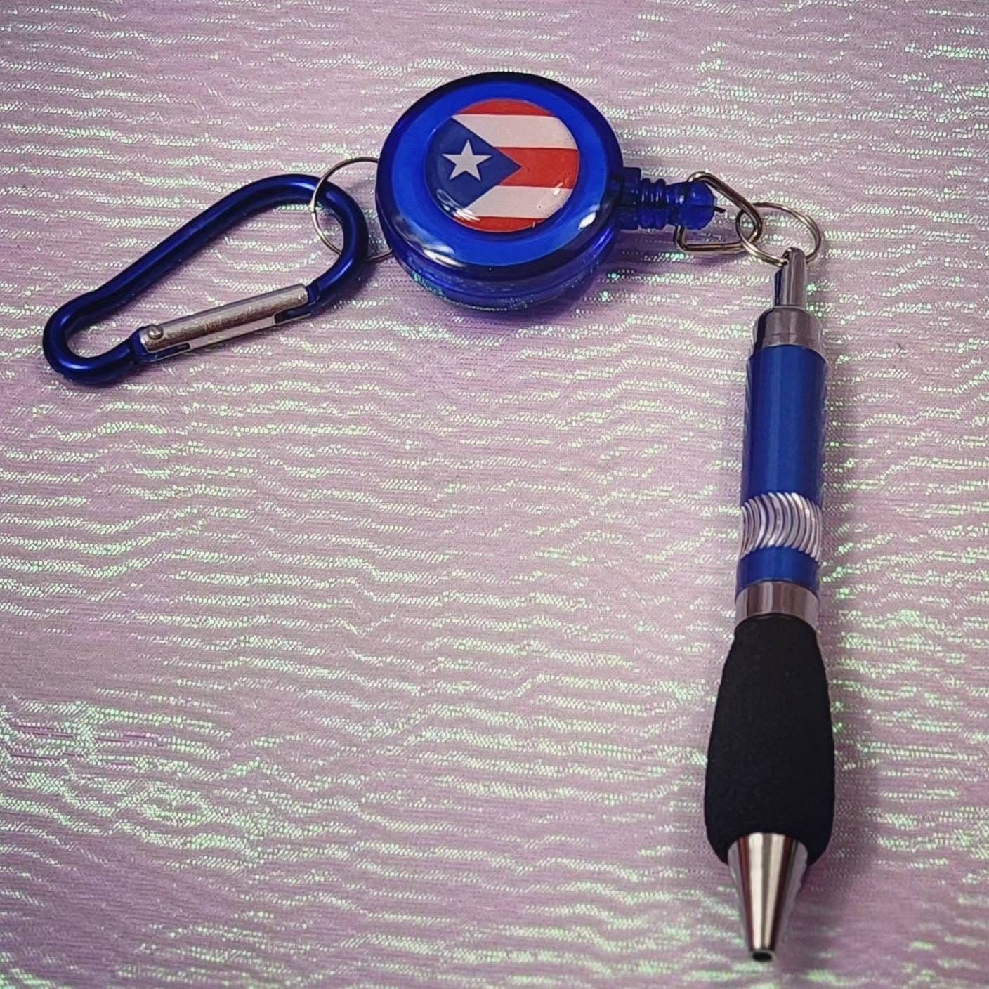 Puerto Rico Flag 4 inch Black pen keychain