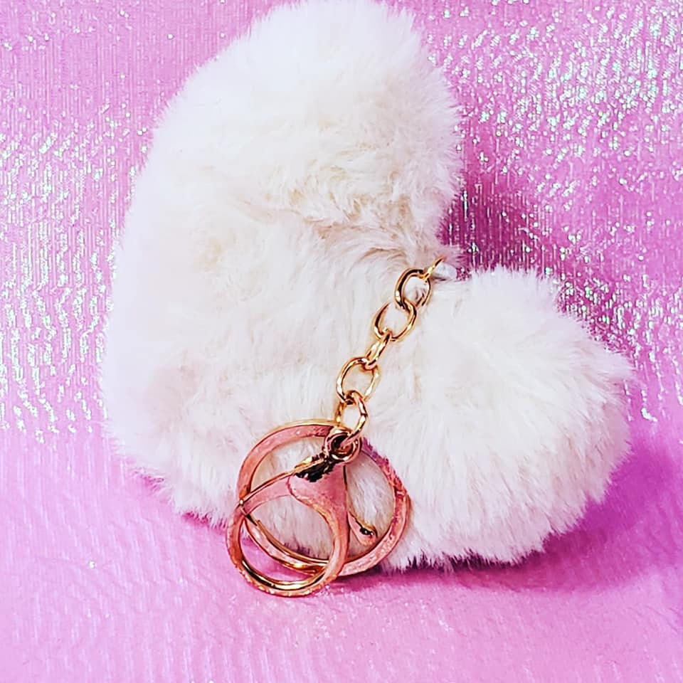 Fuzzy Heart Keychains
