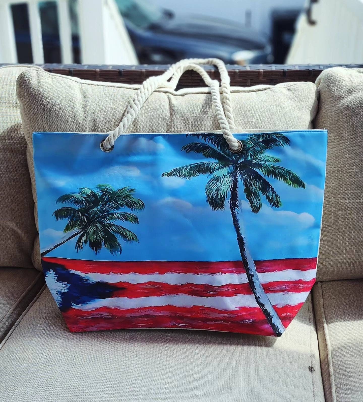 Puerto Rico Flag Summer beach Bags