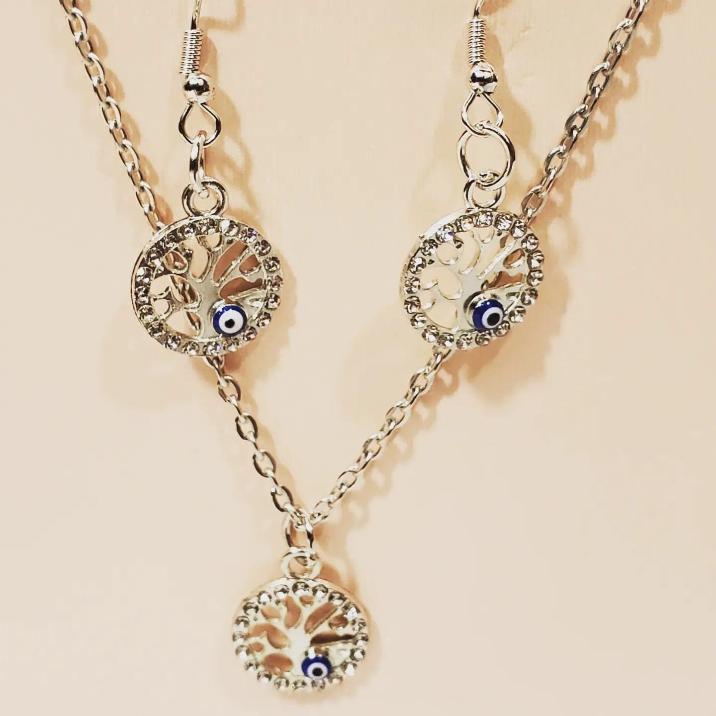 Evil Eye and Tree of Life Set of Earrings & Necklace