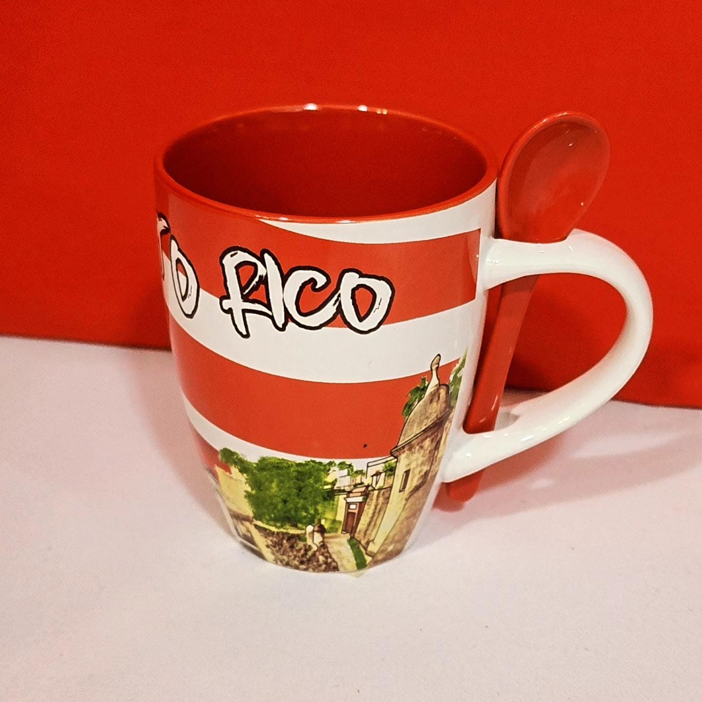 Puerto Rico Ceramic Coffee Cup/Mug with teaspoon