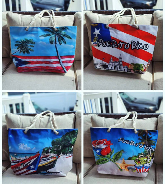 Puerto Rico Flag Summer beach Bags