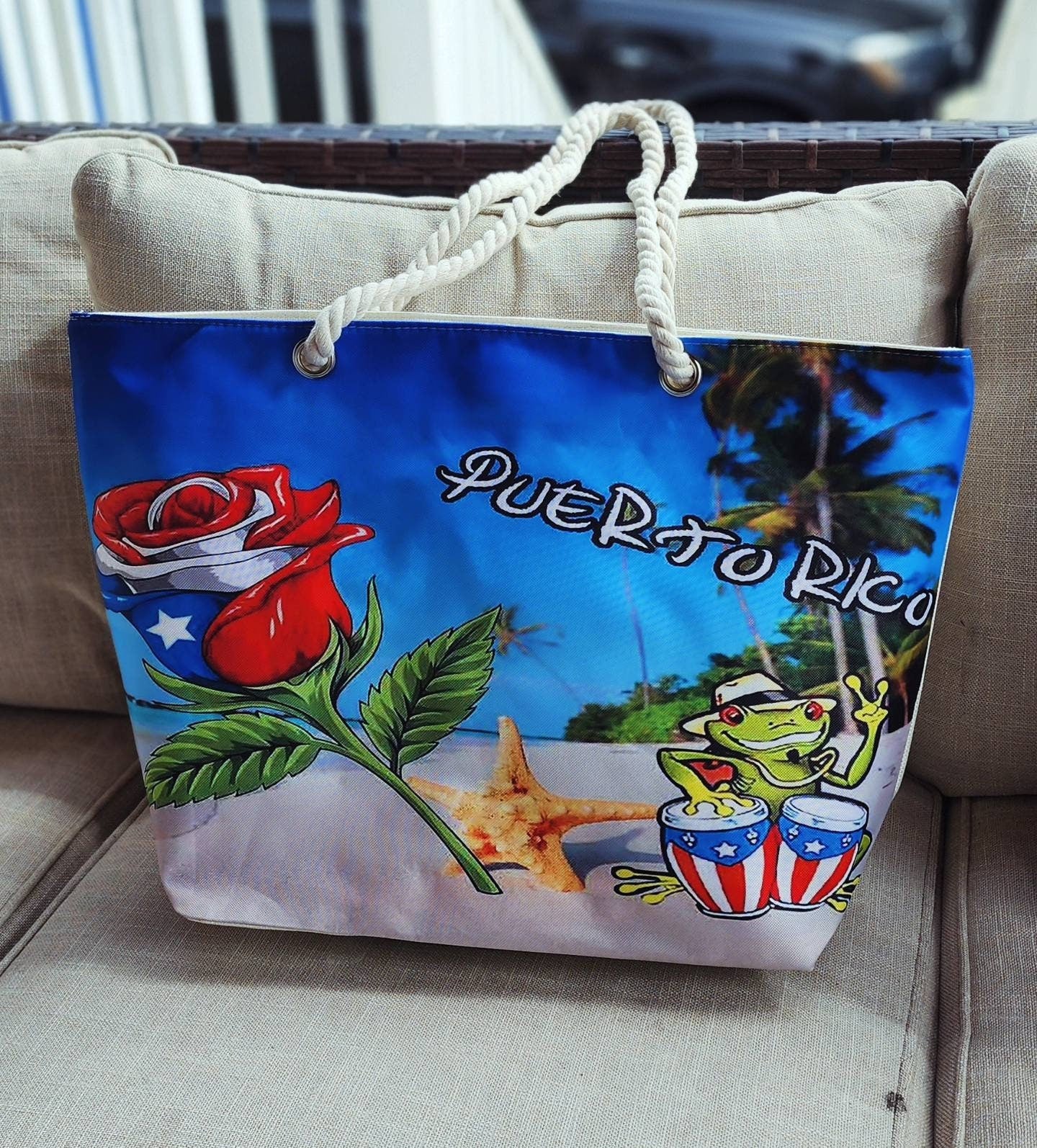 Puerto Rico Flag Summer beach Bags