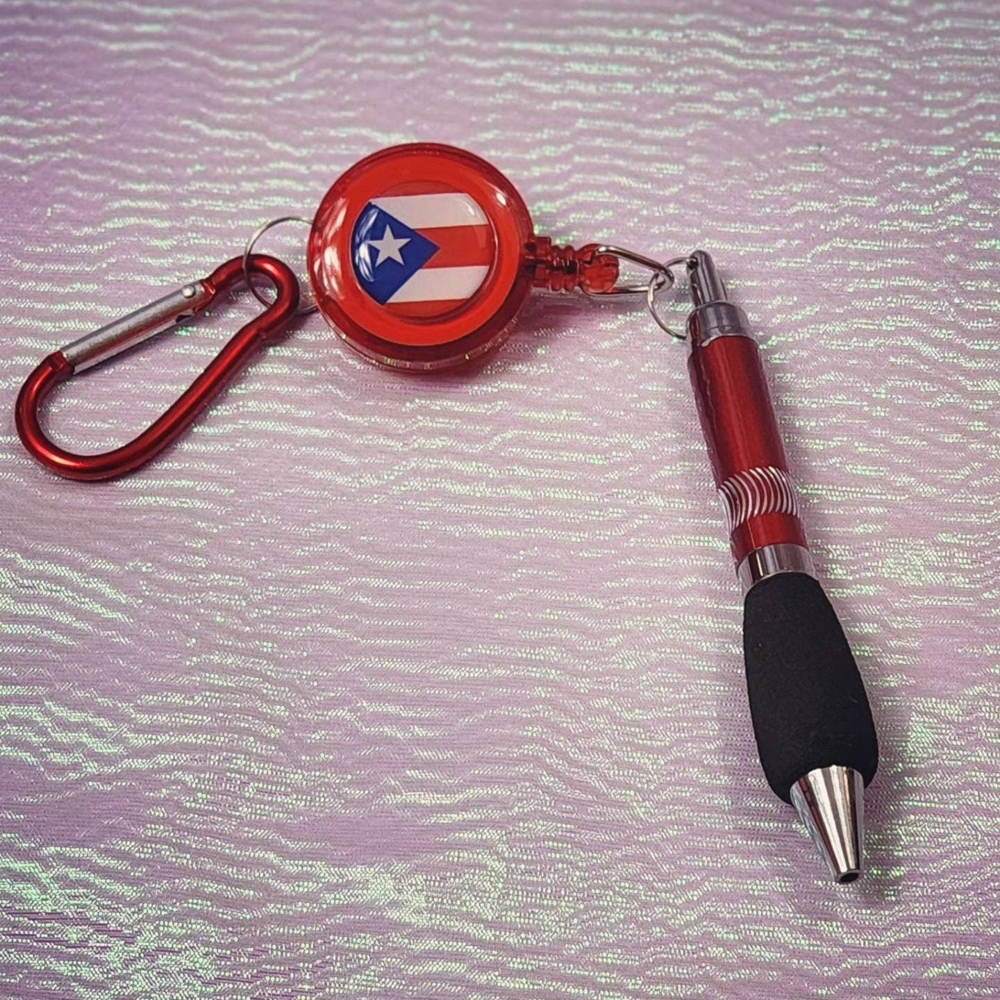 Puerto Rico Flag 4 inch Black pen keychain