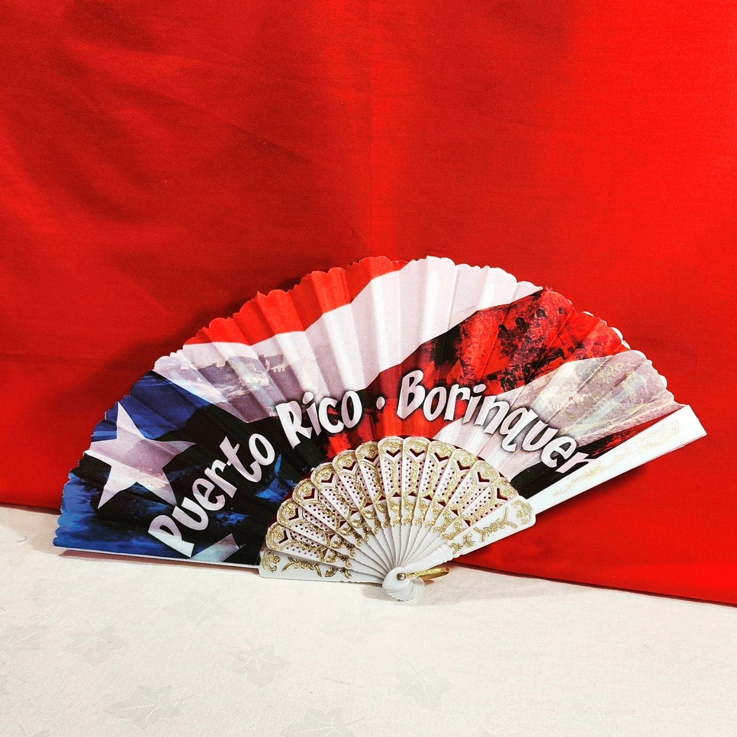 Puerto Rico Flag Hand fan (9 inches tall)