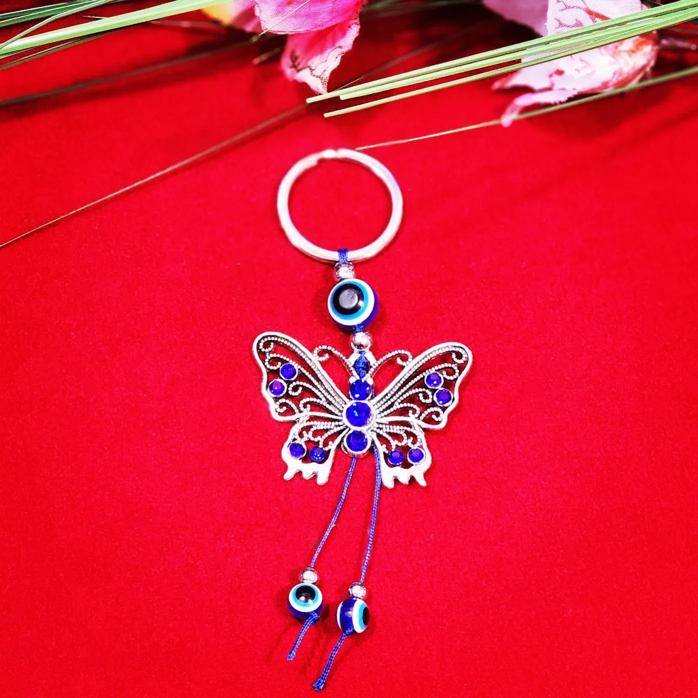 Butterfly Blue Evil Eye Protection Keychains