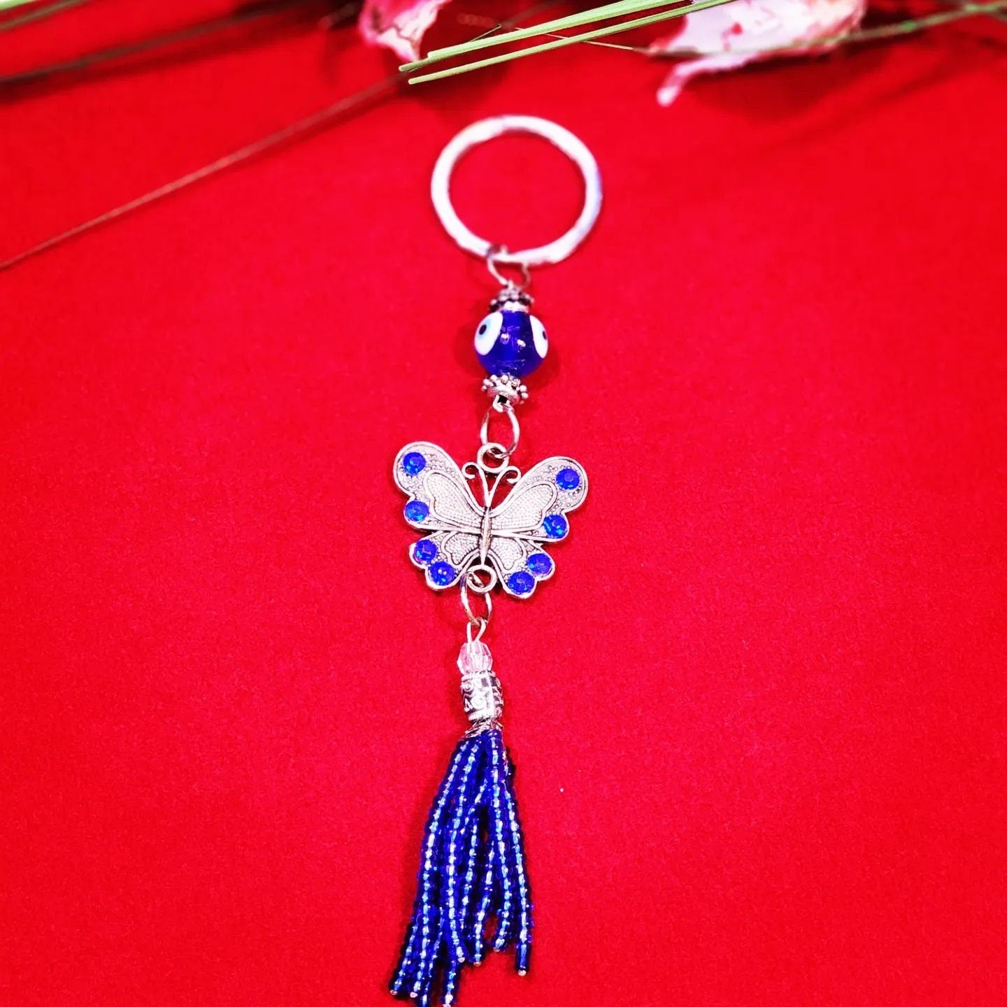 Butterfly Blue Evil Eye Protection Keychains
