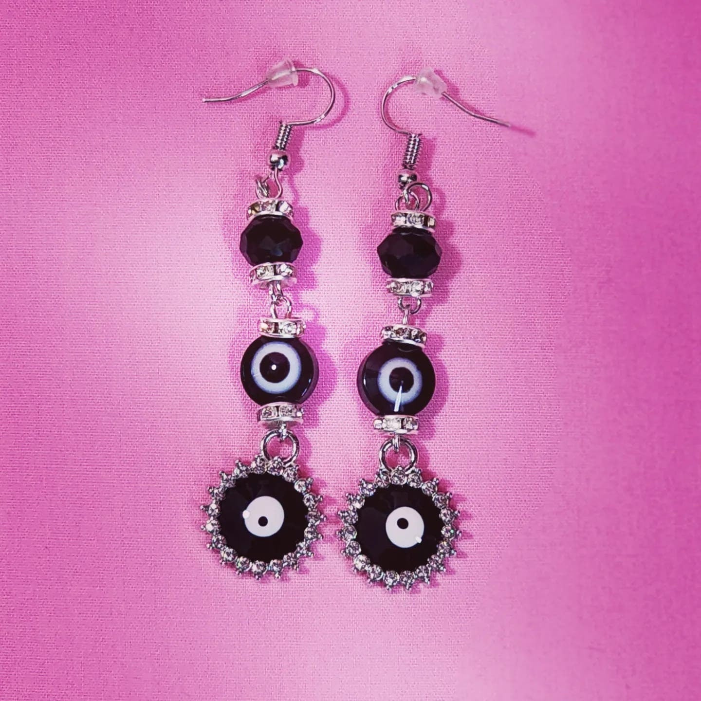 Drop Dangle Evil Eye Earrings With Rhinestones