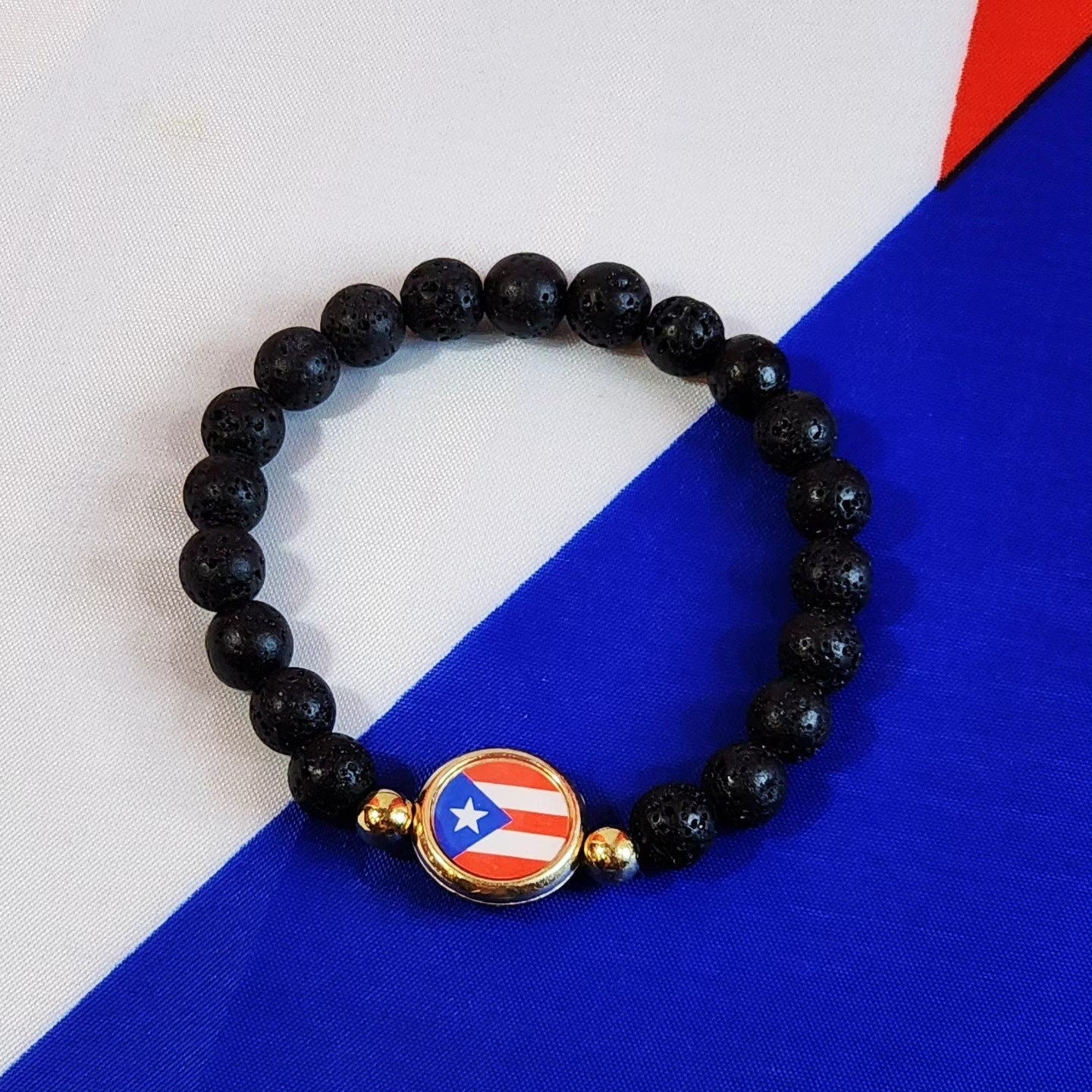 Puerto Rico Flag Beaded Stretchable bracelet