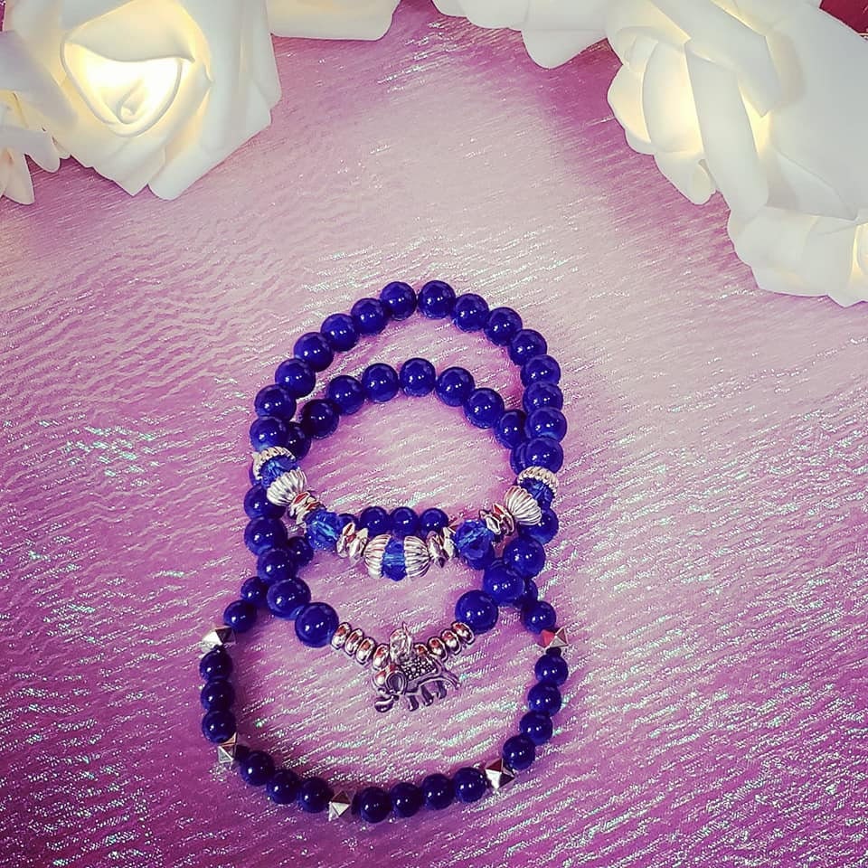 Set of 3 Beaded_Adjustable _Stretchable_Charm Evil Eye Bracelets!