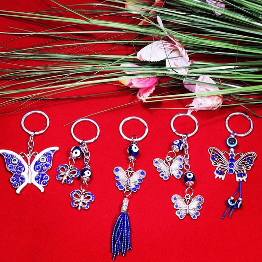 Butterfly Blue Evil Eye Protection Keychains