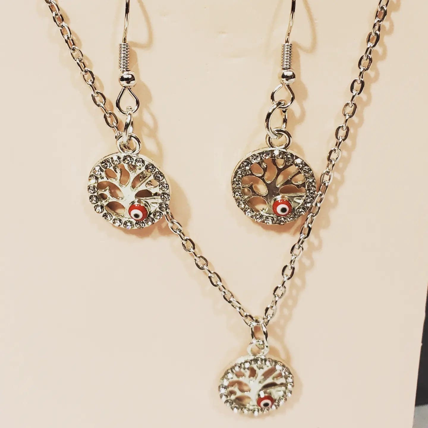 Evil Eye and Tree of Life Set of Earrings & Necklace
