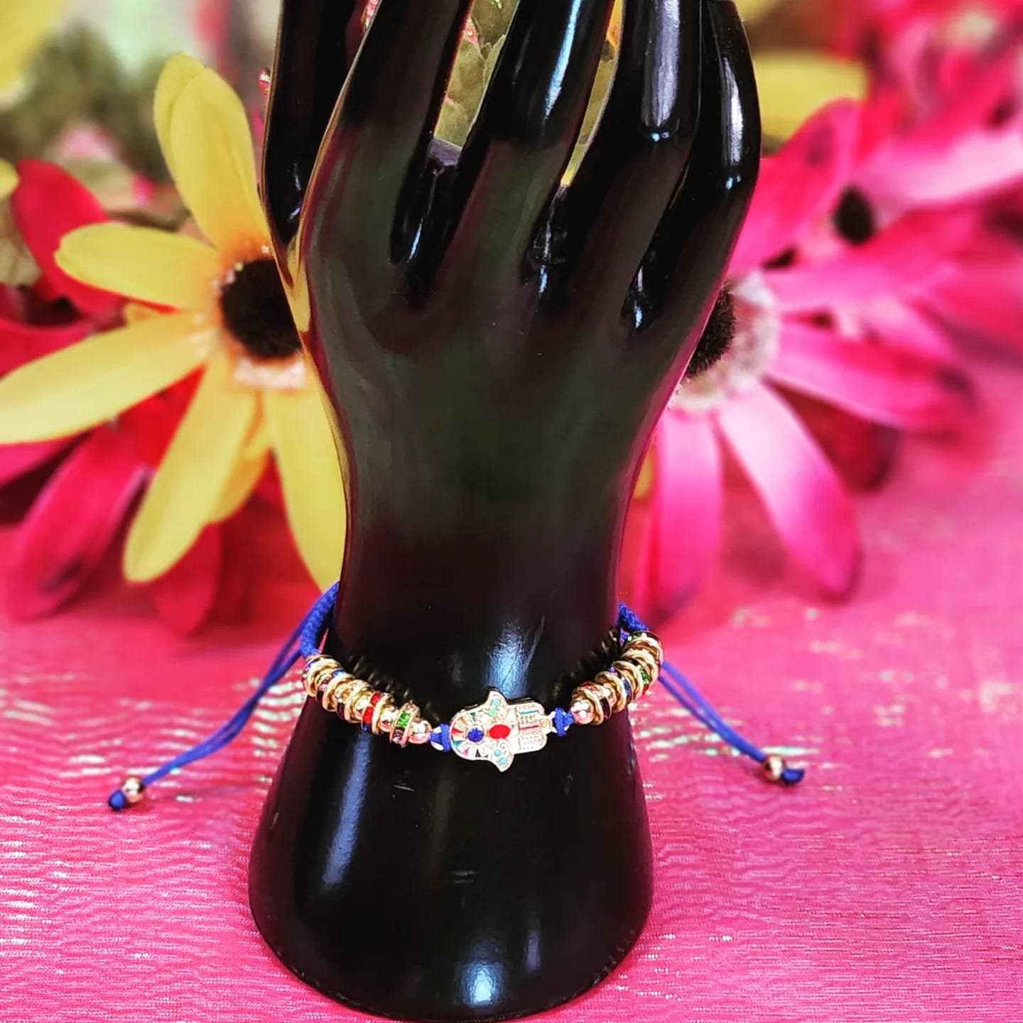 Chakra Hamsa Hand Beaded Charm Adjustable Bracelets