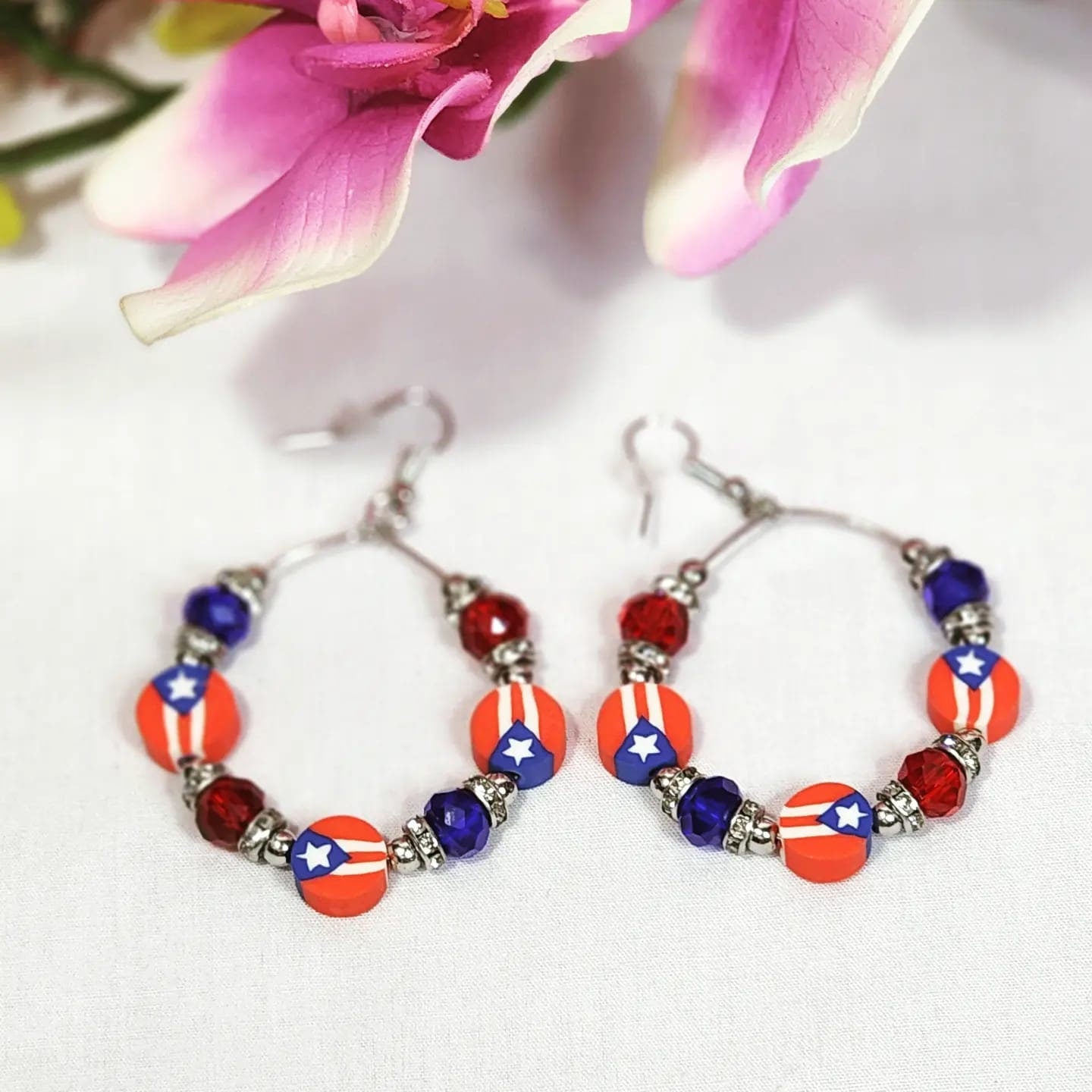 Puerto Rico Flag Jewelry Fashion Beaded Earrings