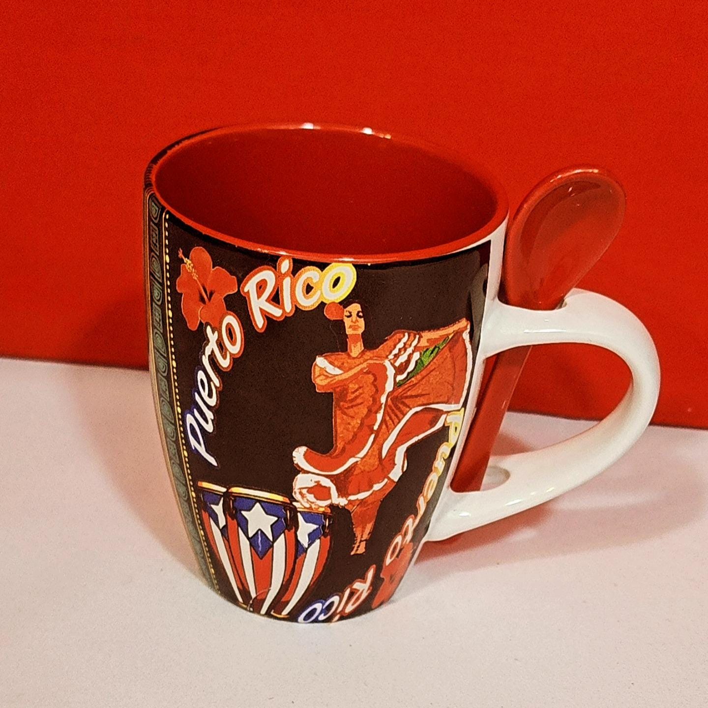 Puerto Rico Ceramic Coffee Cup/Mug with teaspoon