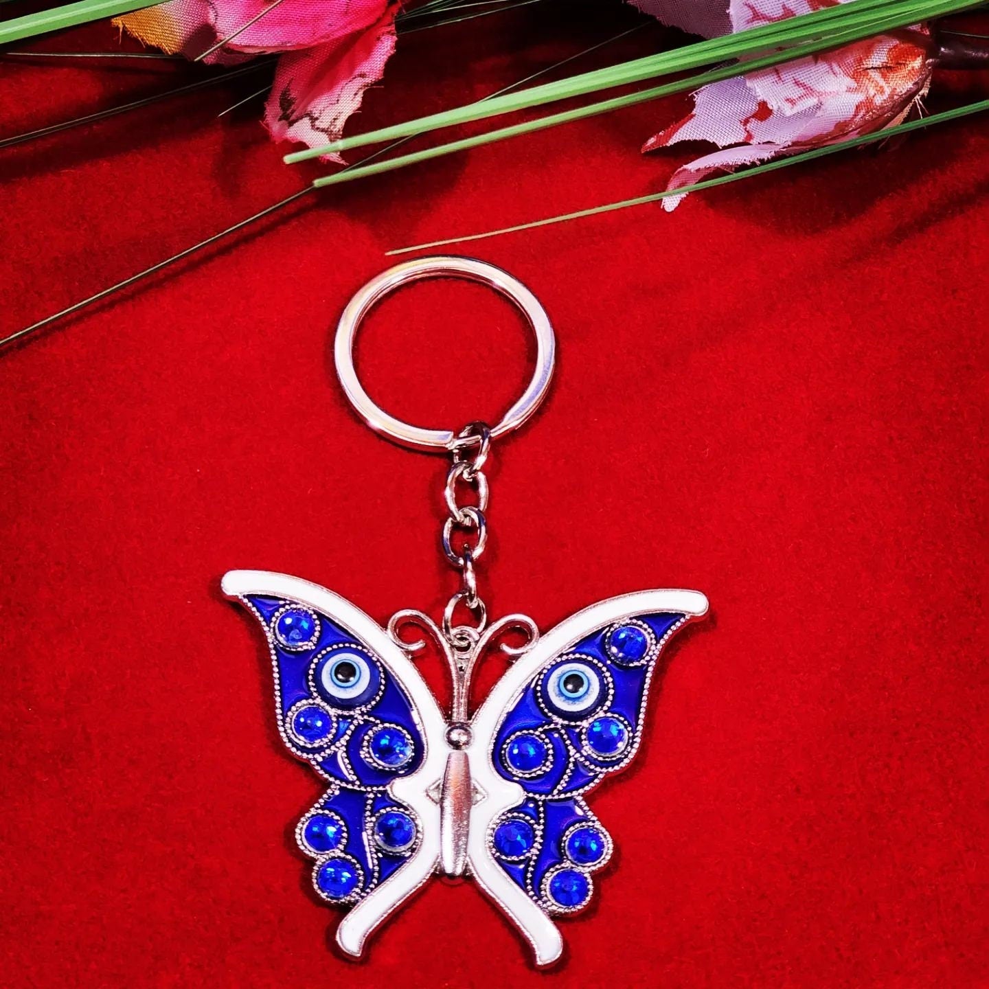 Butterfly Blue Evil Eye Protection Keychains