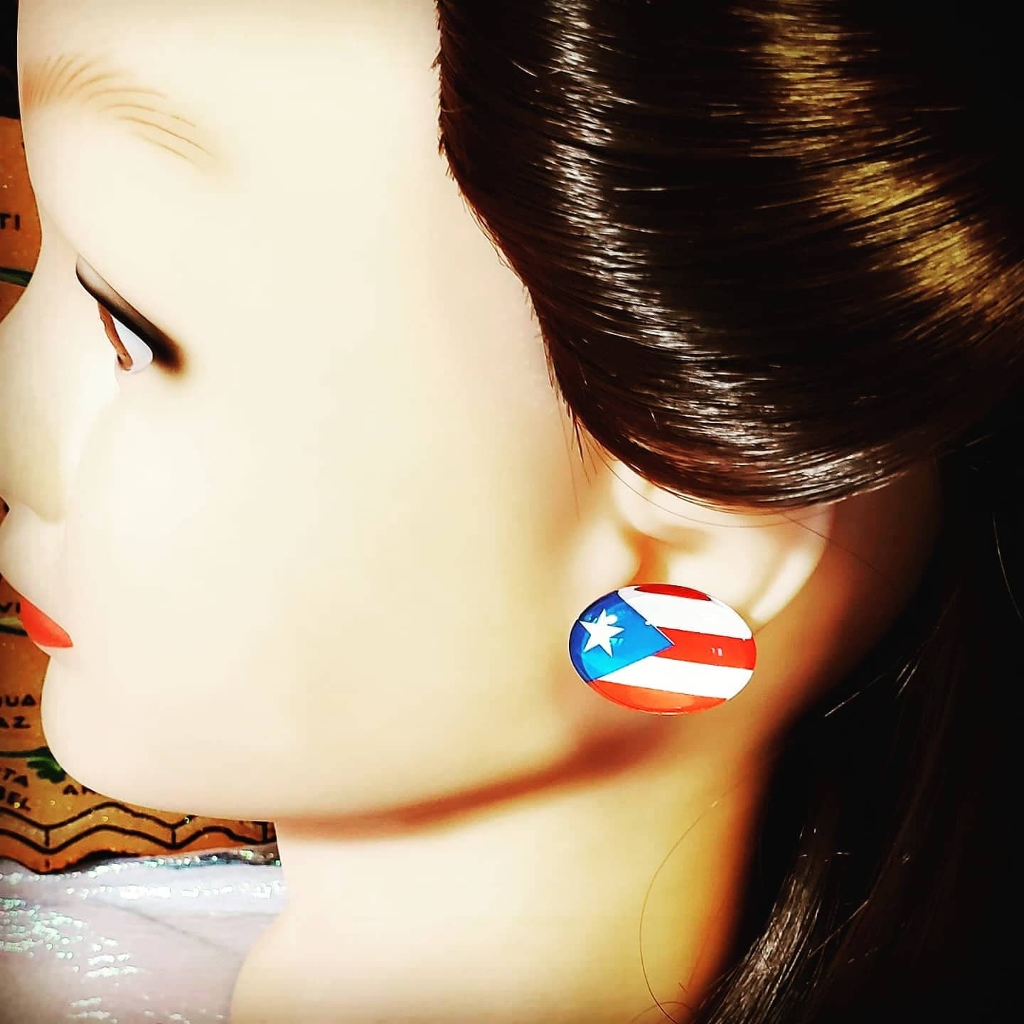 Puerto Rico Flag Set of 3 Earrings! (6 pcs. left-Round,6pcs left-Oval)