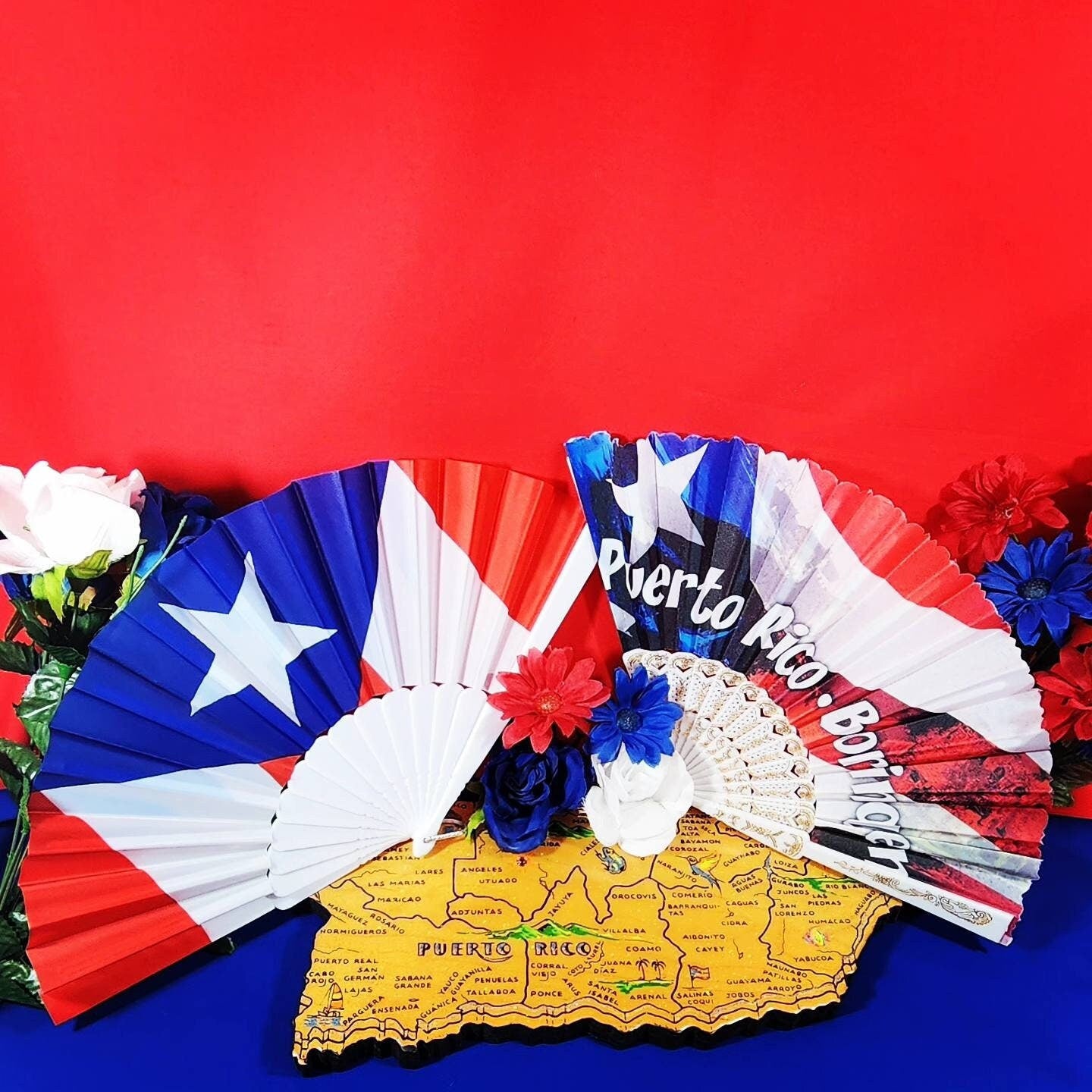Puerto Rico Flag Hand fan (9 inches tall)