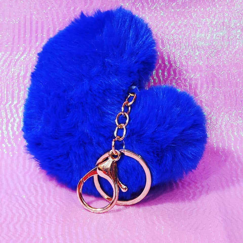 Fuzzy Heart Keychains