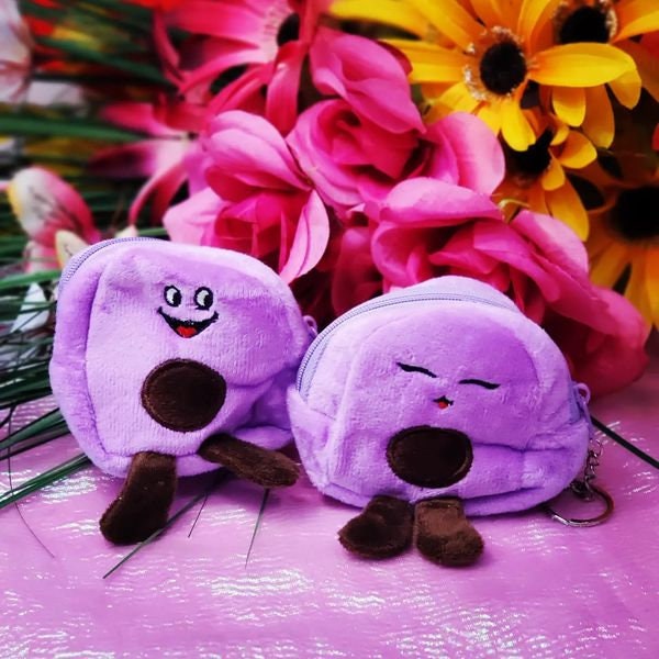 Set of 2 Cute Silly Coin Purse Keychain