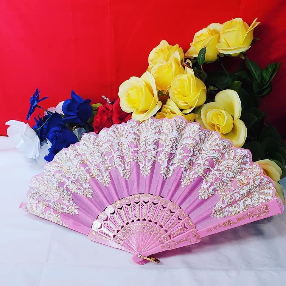 Hand Fans Rose Flower