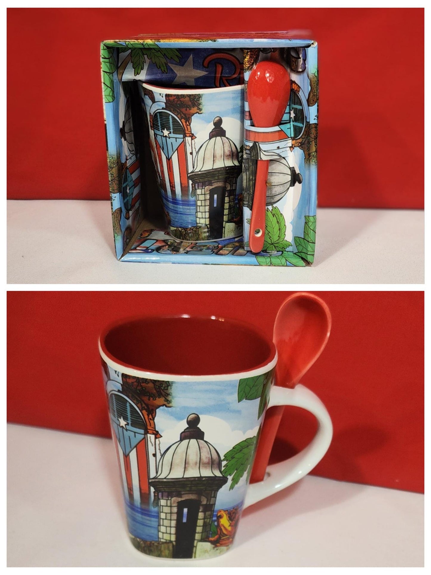 Puerto Rico Ceramic Coffee Cup/Mug with teaspoon