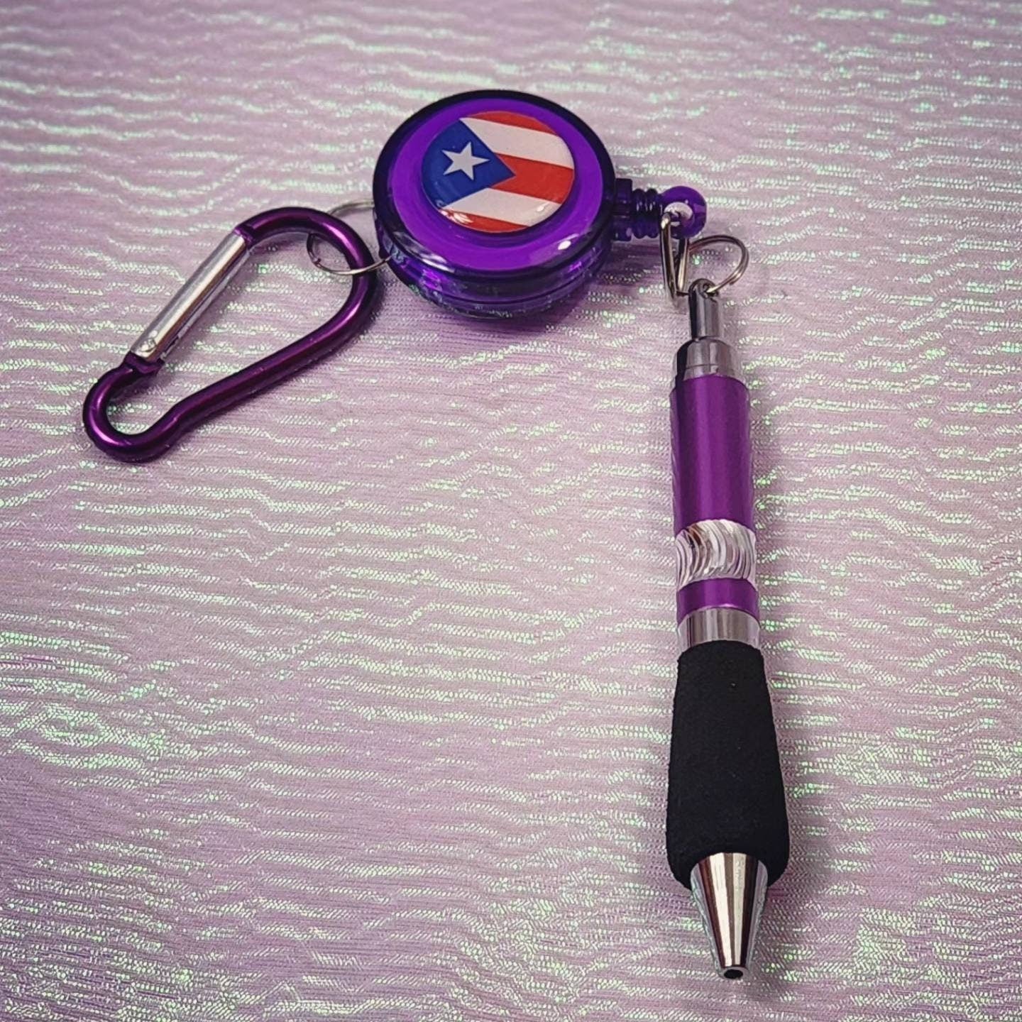 Puerto Rico Flag 4 inch Black pen keychain