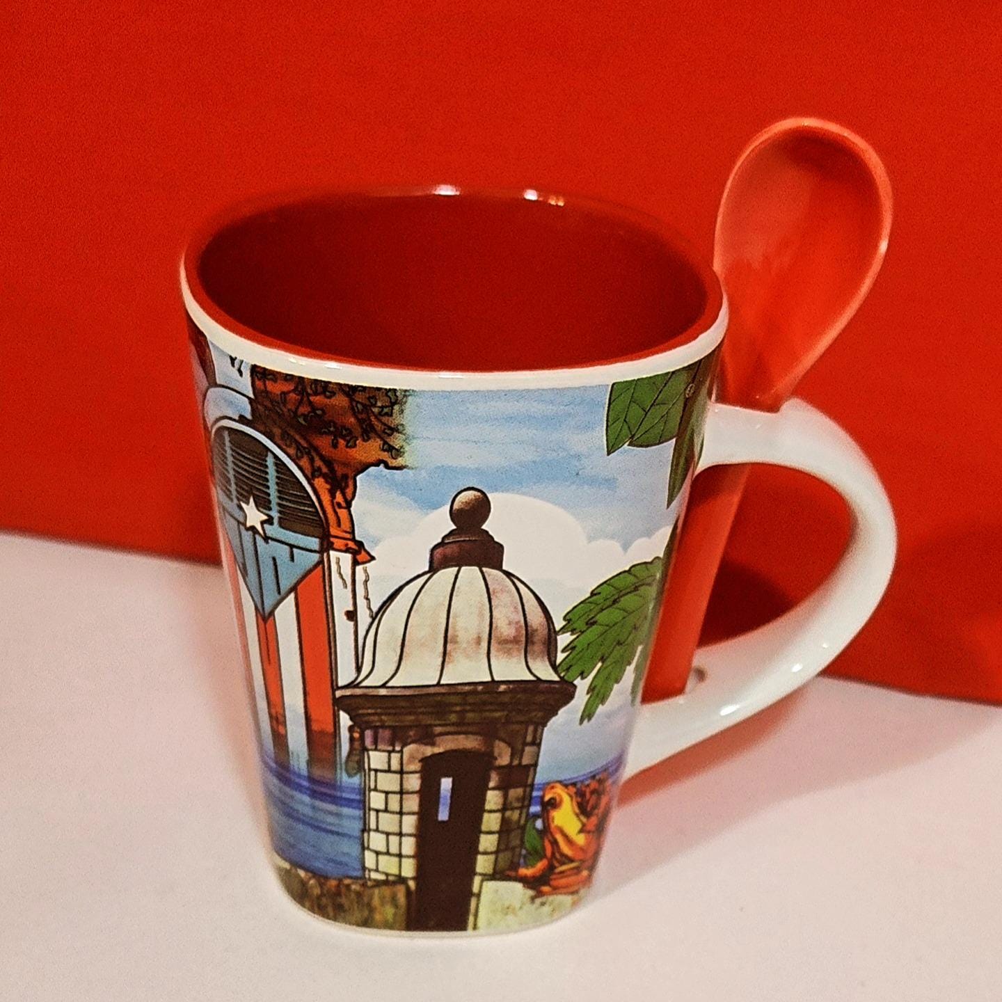 Puerto Rico Ceramic Coffee Cup/Mug with teaspoon