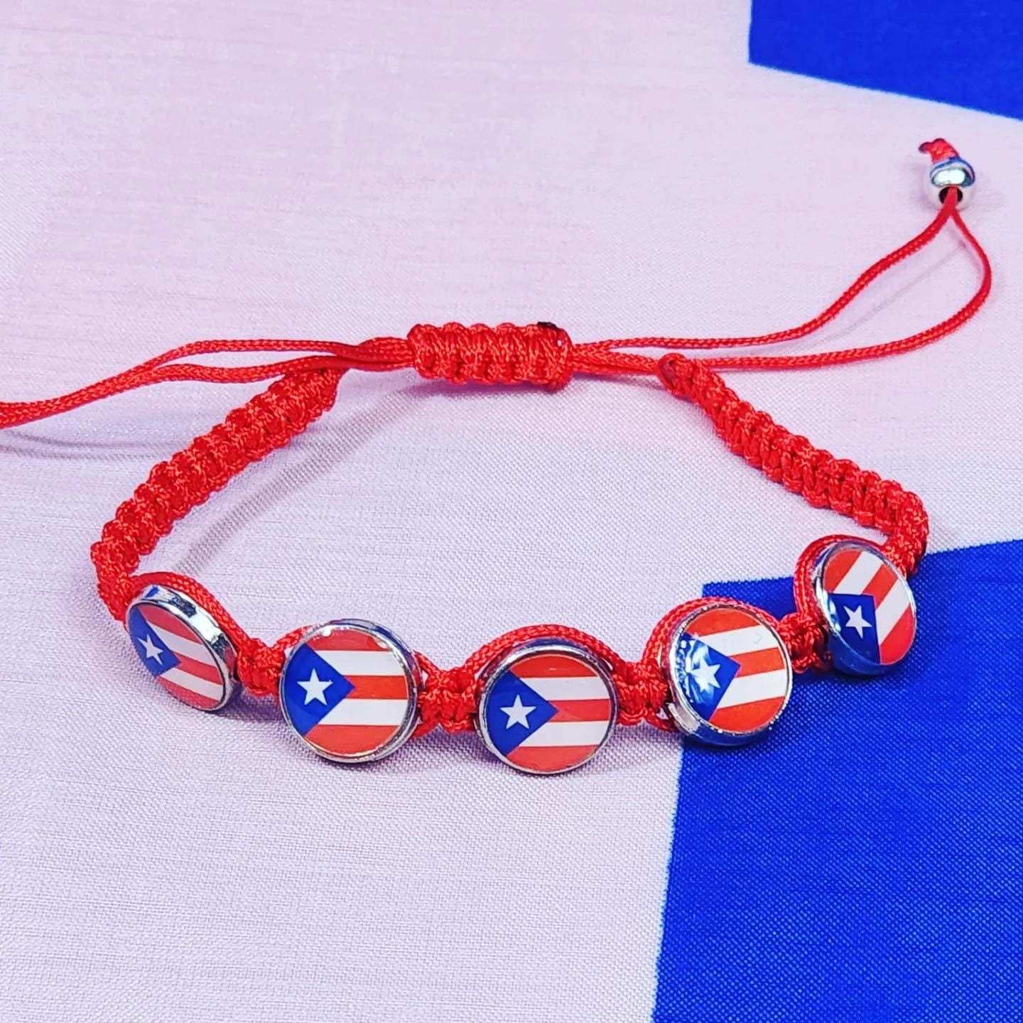 Puerto Rico Reversible Round Flags Adjustable Bracelets