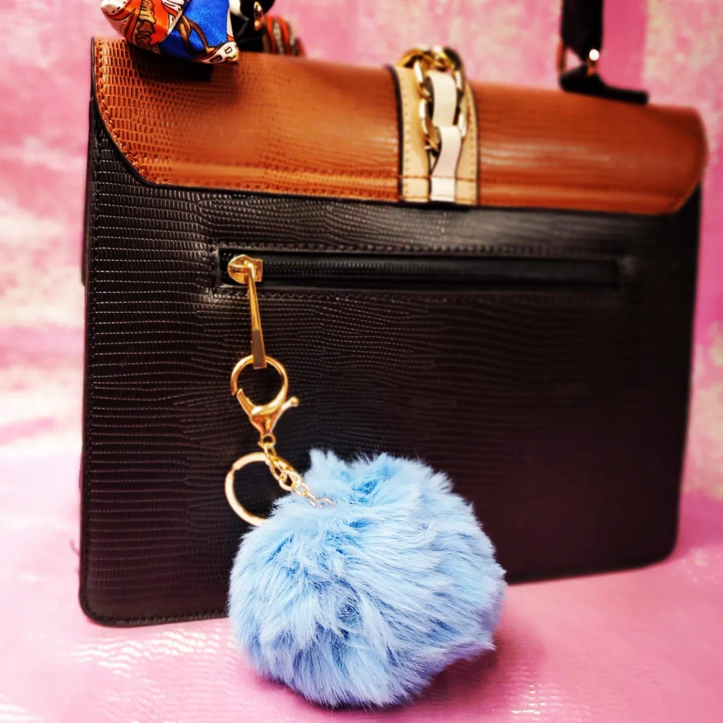 Puffy Fuzzy Pom Pom Soft Fur Keychain!