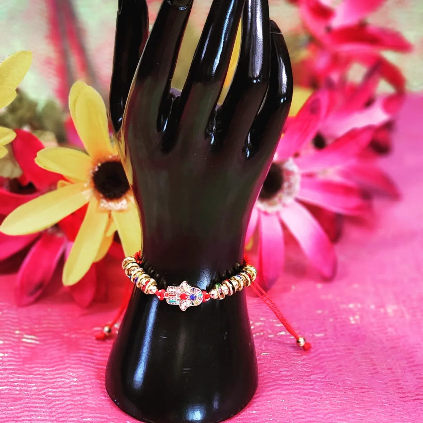 Chakra Hamsa Hand Beaded Charm Adjustable Bracelets