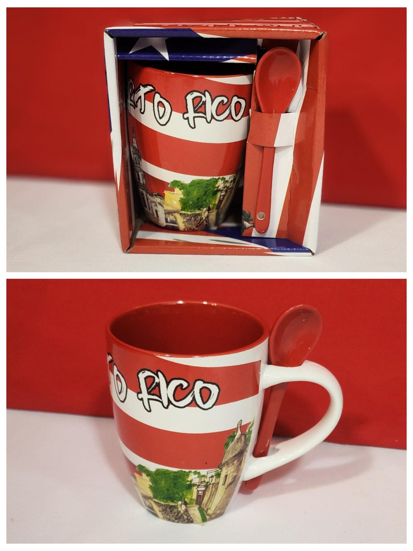 Puerto Rico Ceramic Coffee Cup/Mug with teaspoon