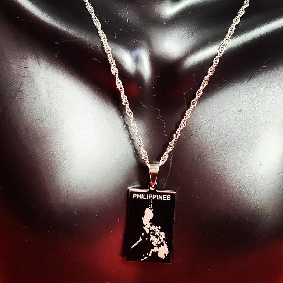 Stainless Steel Philippine Sun with Philippine Map Necklace "Kwintas"