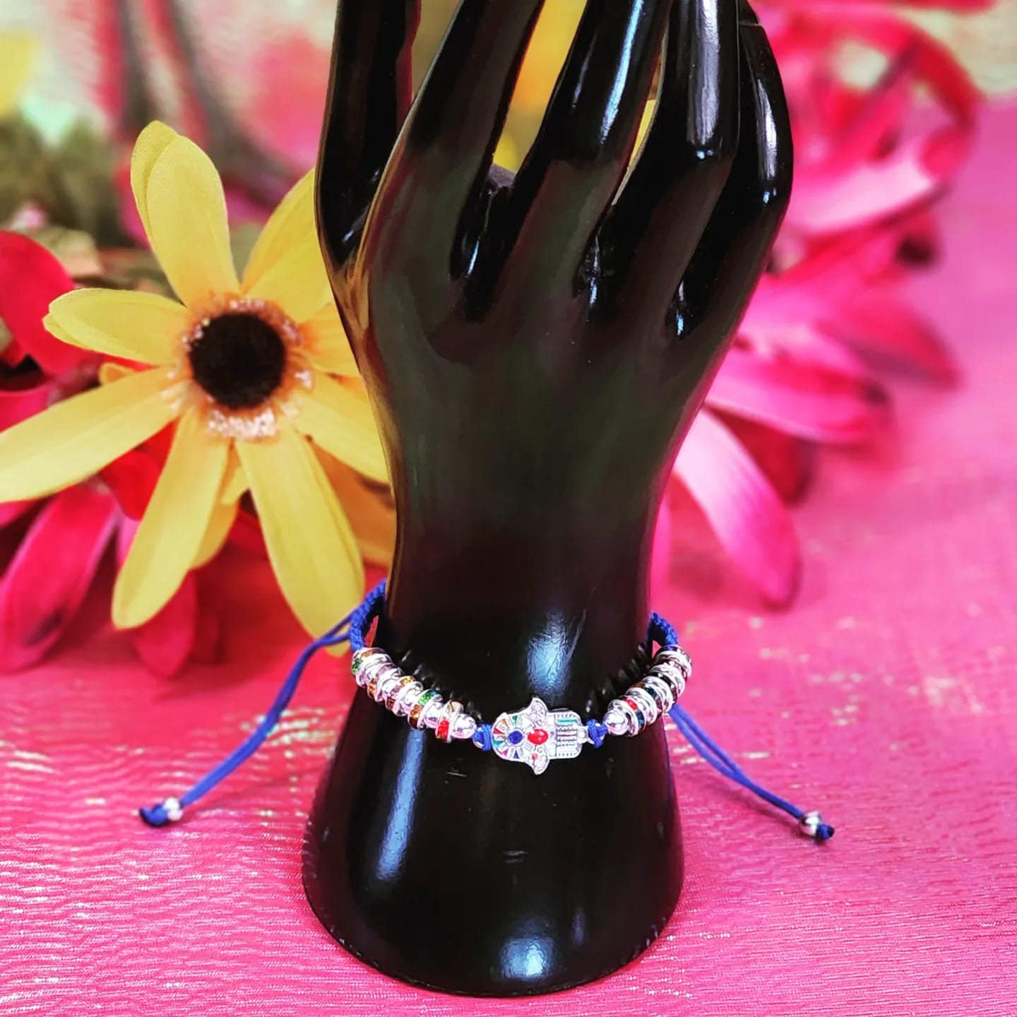 Chakra Hamsa Hand Beaded Charm Adjustable Bracelets